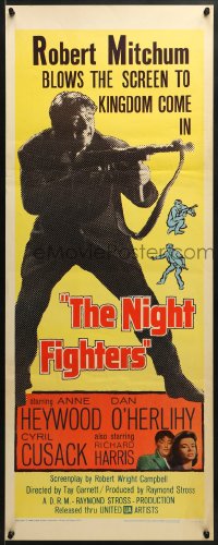 5t270 NIGHT FIGHTERS insert 1960 Robert Mitchum undercover in IRA, red-hot machine gun in his hands!