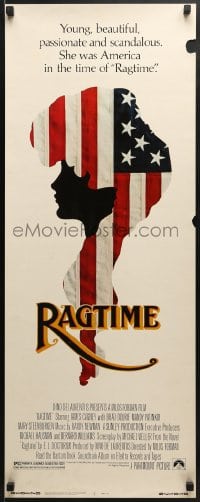 5t333 RAGTIME insert 1981 James Cagney, cool patriotic American flag art, directed by Milos Forman!
