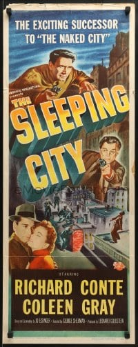 5t391 SLEEPING CITY insert 1950 Richard Conte, Coleen Gray, Alex Nicol, film noir!