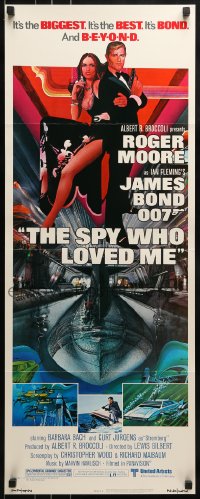5t406 SPY WHO LOVED ME insert 1977 great art of Roger Moore as James Bond by Bob Peak!