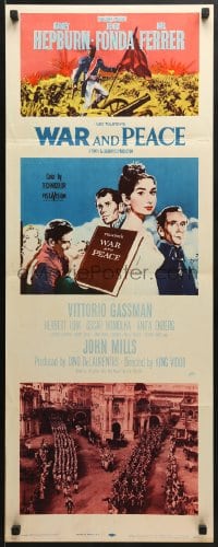 5t472 WAR & PEACE insert 1956 art of Audrey Hepburn, Henry Fonda & Mel Ferrer, Tolstoy!