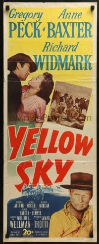 5t490 YELLOW SKY insert 1948 romantic art of Gregory Peck & Anne Baxter, Richard Widmark
