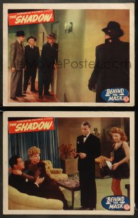 5w807 BEHIND THE MASK 2 LCs 1946 Kane Richmond as The Shadow, Barbara Reed!