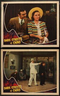 5w834 DARK STREETS OF CAIRO 2 LCs 1940 Sigrid Gurie, Byrd, terror in the shadow of the Sphinx!