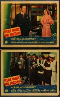 5w872 HERE COMES MR. JORDAN 2 LCs 1941 great images of reincarnated Robert Montgomery & Evelyn Keyes!