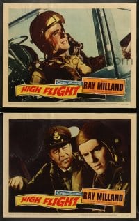 5w874 HIGH FLIGHT 2 LCs 1957 Ray Milland, military fighter pilots fly top secret jets!