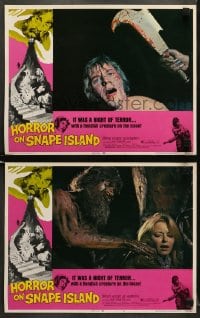 5w879 HORROR ON SNAPE ISLAND 2 LCs 1972 Bryant Haliday, a night of terror, wild horror images!