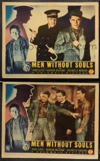 5w917 MEN WITHOUT SOULS 2 LCs 1940 great images of John Litel, Barton MacLane, young Glenn Ford!
