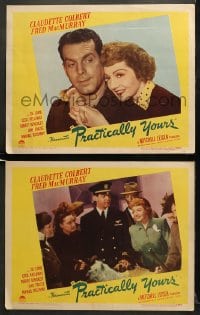 5w942 PRACTICALLY YOURS 2 LCs 1944 Claudette Colbert, Air Force pilot Fred MacMurray!