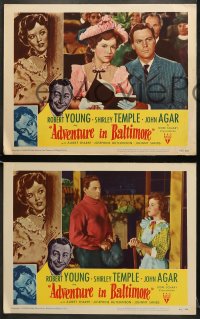 5w655 ADVENTURE IN BALTIMORE 3 LCs 1949 John Agar & cute Shirley Temple, Robert Young in border!