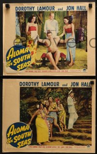 5w657 ALOMA OF THE SOUTH SEAS 3 LCs 1941 Dorothy Lamour in sarong with Jon Hall, De Mille & Reed!