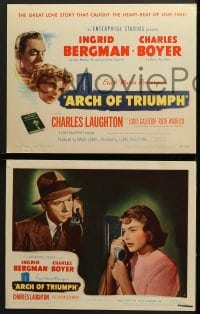 5w026 ARCH OF TRIUMPH 8 LCs 1947 Ingrid Bergman, Charles Boyer, w/great casino gambling image!