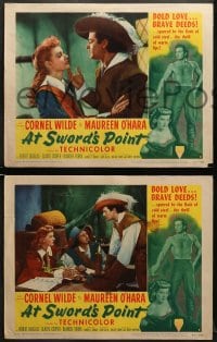 5w359 AT SWORD'S POINT 7 LCs 1952 great images of swashbuckler Cornel Wilde & pretty Maureen O'Hara!