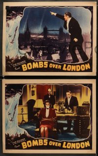 5w364 BOMBS OVER LONDON 7 LCs 1937 Charles Farrell, Midnight Menace, WWII fighting airplanes!