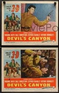 5w685 DEVIL'S CANYON 3 3D LCs 1953 images of Dale Robertson and Stephen McNally!