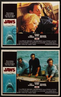 5w158 JAWS 8 int'l LCs 1975 Roy Scheider, Robert Shaw, Richard Dreyfuss, Gary, Spielberg's shark!