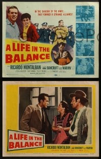 5w179 LIFE IN THE BALANCE 8 LCs 1955 early Ricardo Montalban, Anne Bancroft, Lee Marvin!