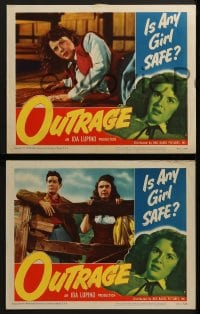 5w541 OUTRAGE 5 LCs 1950 directed by Ida Lupino, is Mala Powers or any other girl safe!