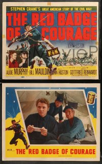 5w253 RED BADGE OF COURAGE 8 LCs 1951 Audie Murphy, John Huston, from Stephen Crane Civil War novel!