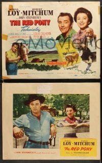5w254 RED PONY 8 LCs 1949 Robert Mitchum is Myrna Loy's ranch hand, written by John Steinbeck!