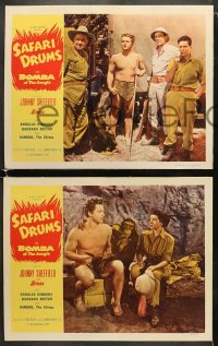 5w629 SAFARI DRUMS 4 LCs 1953 Barbara Bestar & Johnny Sheffield as Bomba the Jungle Boy!