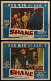 5w633 SHANE 4 LCs 1953 most classic western, great images of Alan Ladd, Jean Arthur & Van Heflin!