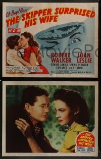 5w281 SKIPPER SURPRISED HIS WIFE 8 LCs 1950 Robert Walker & pretty Joan Leslie, cool winking tc art!