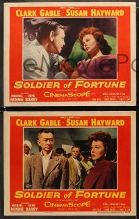 5w766 SOLDIER OF FORTUNE 3 LCs 1955 Clark Gable, Susan Hayward, Michael Rennie, Richard Loo!