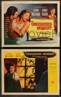 5w335 UNGUARDED MOMENT 8 LCs 1956 teacher Esther Williams, John Saxon, George Nader!