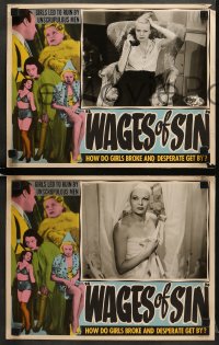 5w653 WAGES OF SIN 4 LCs R1940s a picture that hits you right between the eyes, sexy art, very rare!