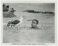 5x107 BEDTIME STORY 8x10.25 still 1964 crazy Marlon Brando buried in sand staring at seagull!