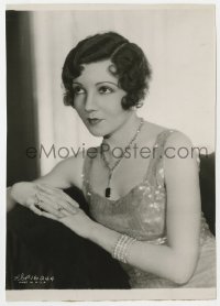 5x203 CLAUDETTE COLBERT 7x10 still 1930s sexy seated portrait wearing shimmering gown & necklace!