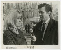 5x232 DARLING 8.25x10 still 1965 c/u of Dirk Bogarde with microphone interviewing Julie Christie!
