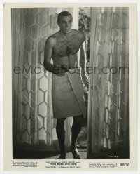 5x324 FROM RUSSIA WITH LOVE 8x10 still R1965 Sean Connery as James Bond w/ gun wearing only a towel!