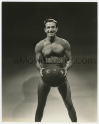 5x478 JOHN PAYNE 7.5x9.25 still 1930s barechested working out with medicine ball by Hurrell!