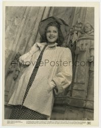 5x485 JULIE BISHOP 8x10.25 still 1942 in polka dot print with white broadtail bulky sleeve jacket!