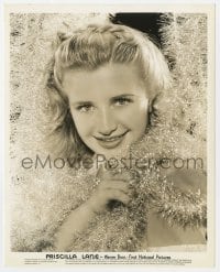 5x717 PRISCILLA LANE 8x10 key book still 1940s close portrait surrounded by Christmas tinsel!