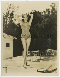 5x762 RITA HAYWORTH 8x10.25 still 1940s full-length swimsuit portrait standing on diving board!