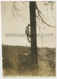 5x776 ROUGH ROMANCE candid 7x9.75 still 1930 George O'Brien practicing for his role as a lumberjack!