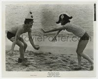 5x927 TWO FOR THE ROAD 8.25x10 still 1967 sexy Audrey Hepburn & Albert Finney clowning on beach!