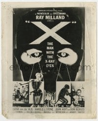 5x982 X: THE MAN WITH THE X-RAY EYES 8x10 still 1963 Ray Milland, great artwork from the one-sheet
