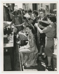 5x996 ZIEGFELD FOLLIES candid deluxe 8x10 still 1945 young Ziegfeld Girls getting snoods on hair!