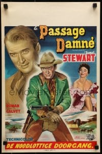 5y164 FAR COUNTRY Belgian 1956 different art of James Stewart with rifle, directed by Anthony Mann!