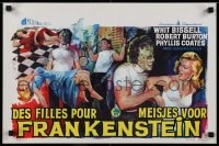 5y170 I WAS A TEENAGE FRANKENSTEIN Belgian 1957 wonderful art of monster + grabbing sexy girl!