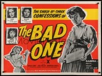 5y330 SORORITY GIRL British quad 1957 AIP, the shock by shock confessions of a bad girl, great art!
