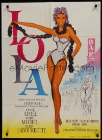 5y050 LOLA Danish 1962 full-length art of sexy dancer Anouk Aimee in title role by Aage Lundvald!