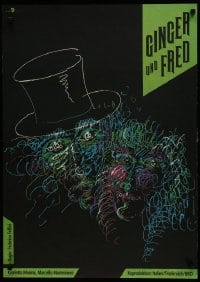 5y588 GINGER & FRED East German 23x32 1987 Fellini, Mastroianni, Masina, artwork by Heidenreich!