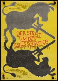 5y649 FIGHT OVER THE DONKEY'S SHADOW East German 16x23 1990 Beck's Der Streit des Esels Schatten!
