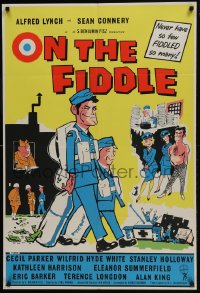 5y285 ON THE FIDDLE English 1sh 1965 cartoon art of young Sean Connery & Lynch in military uniform!
