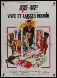 5y202 LIVE & LET DIE French 23x31 R1980s art of Roger Moore as James Bond by Robert McGinnis!